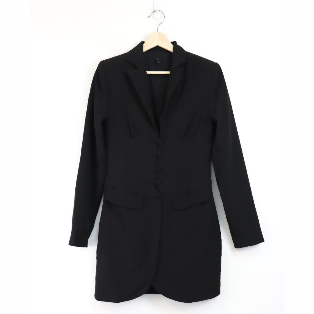 NBD Lapel Blazer Button Up Fitted Mini Suit Dress